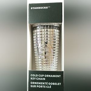 Starbucks 2023 Metallic Mirror Mini Grid  Holiday Cold Cup Ornament Keychain